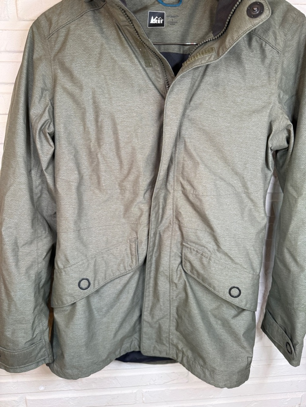 REI Green Windbreaker with Removable Hood Jacket, Women’s size small - Picture 5 of 8